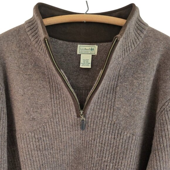 L.L. Bean Mens Waterfowl Brown Merino Lambswool Half-Zip Sweater XXL - Picture 8 of 13